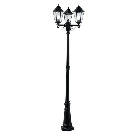 Searchlight Alex 220cm 3Lt Outdoor Post - Silk Black Metal & Glass, IP44 82540BK