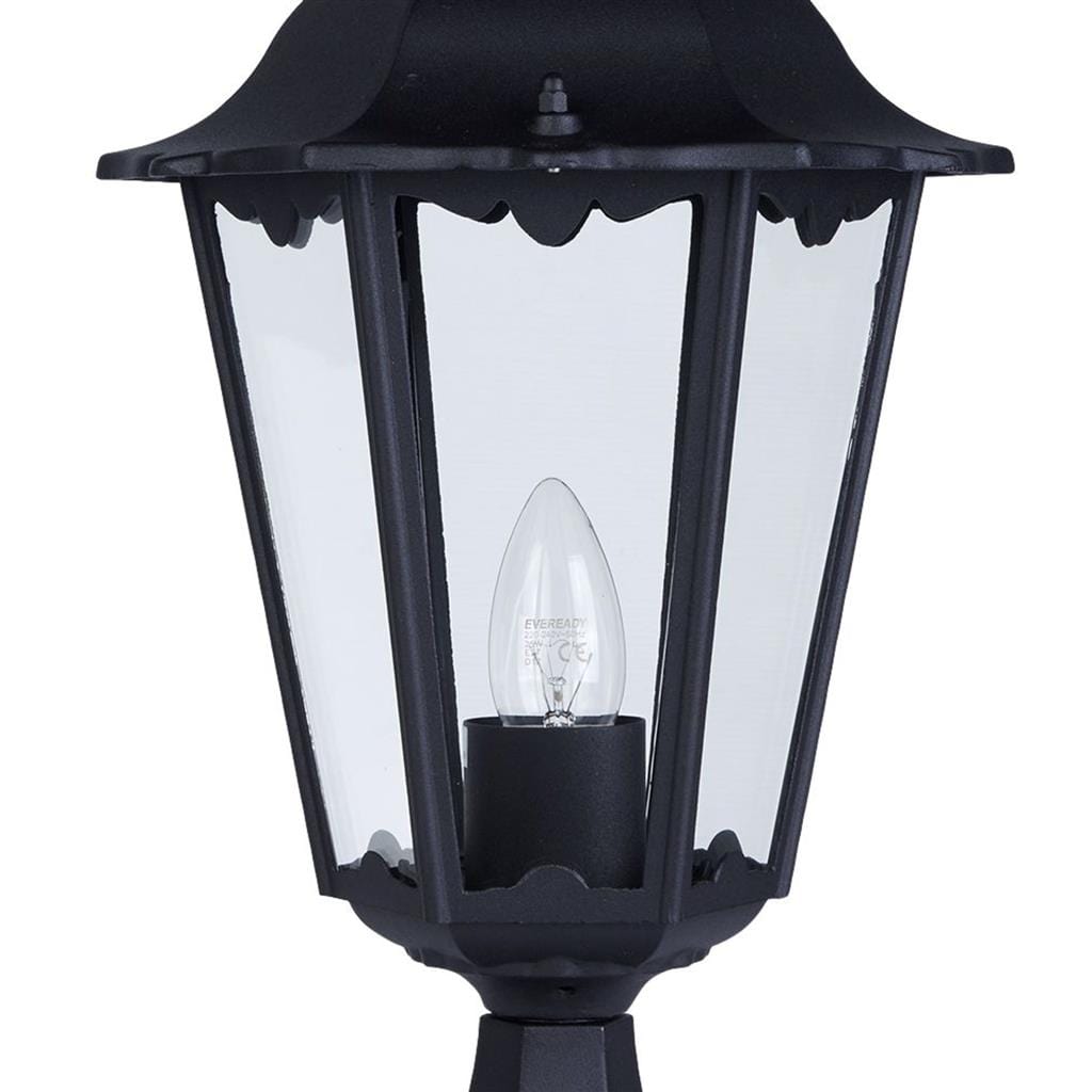 Searchlight Alex 55cm Outdoor Post  -  Silk Black Metal & Glass , IP44 82503BK