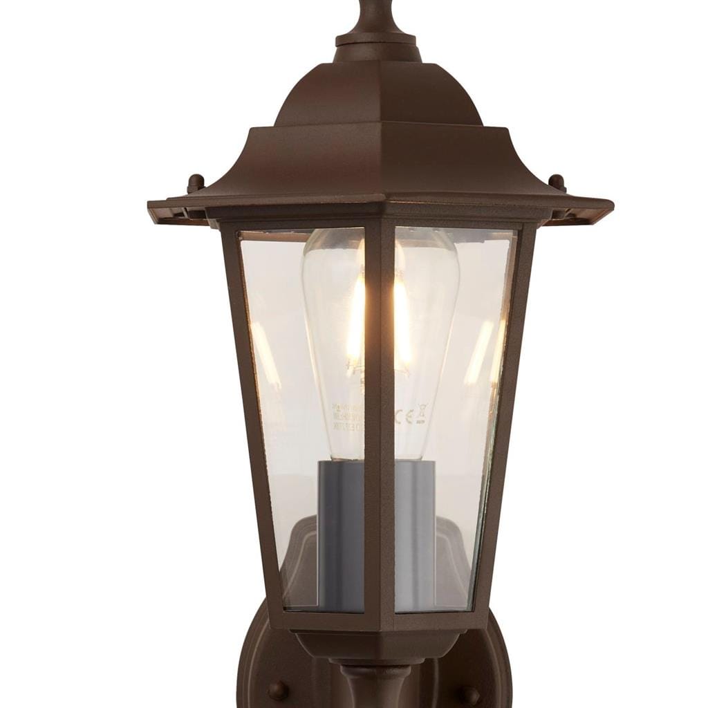 Searchlight Alex Outdoor Wall Light - Rust Brown Metal & Glass 68001RUS