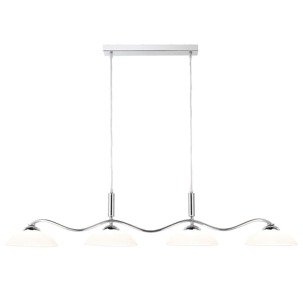 Searchlight Alexis 4Lt Bar Pendant - Chrome Metal & Opal Glass 6184-4CC