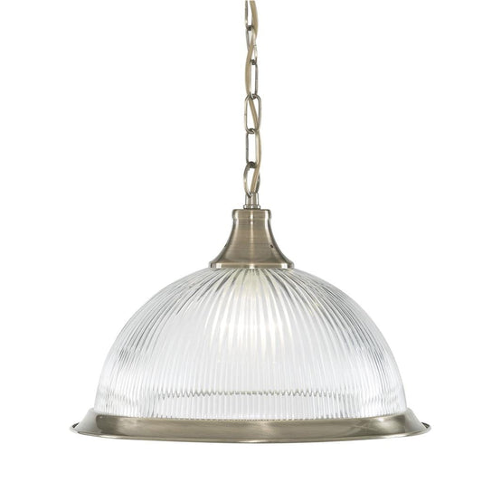 Searchlight American Diner Pendant - Antique Brass & Glass 9369