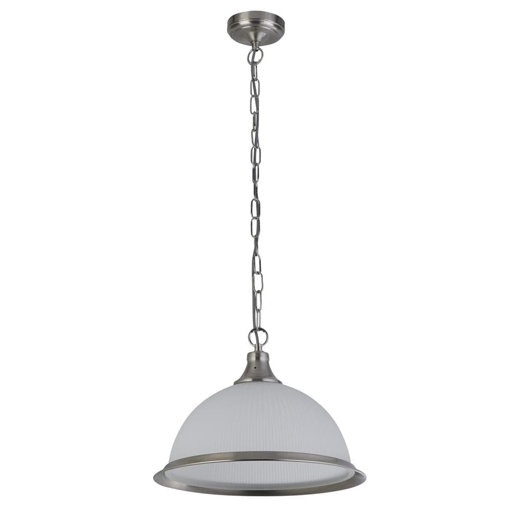 Searchlight American Diner Pendant - Silver & Acid Glass 1044