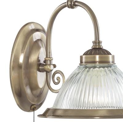 Searchlight American Diner Wall Light - Antique Brass & Ribbed Glass 9341-1