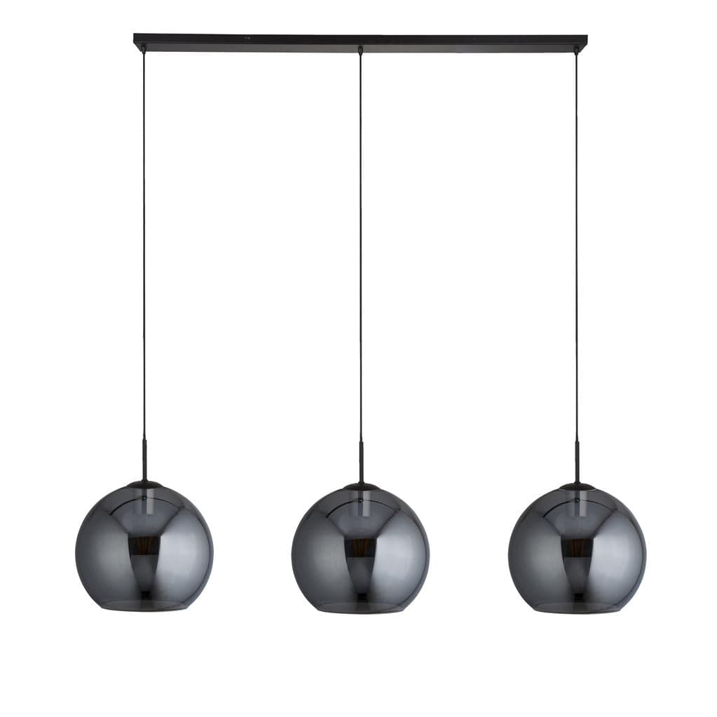 Searchlight Amsterdam 3Lt Bar Pendant - Black Metal & Smoked Glass 1023-3SM