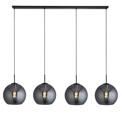 Searchlight Amsterdam 4Lt Bar Pendant - Black Metal & Smoked Glass 1024-4SM