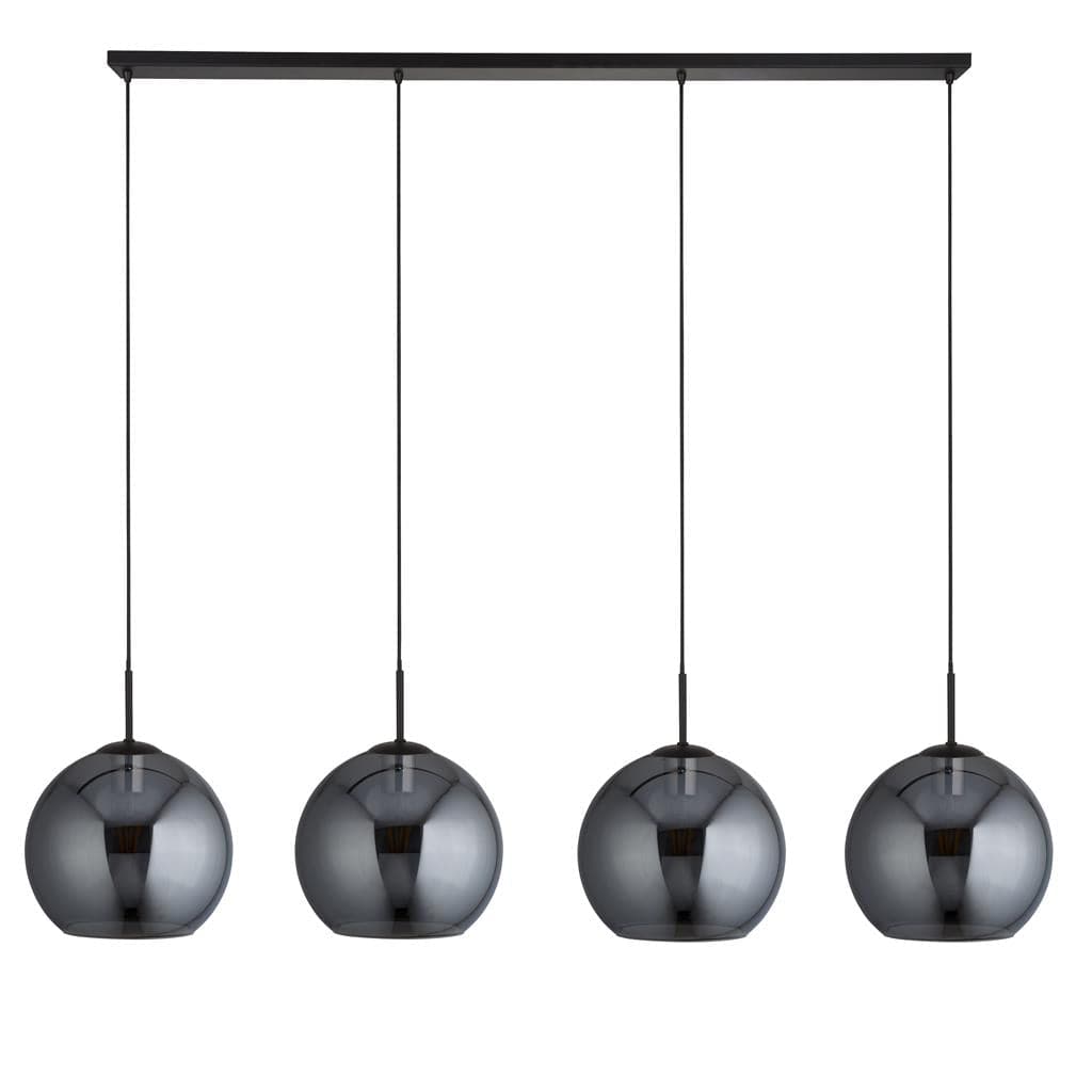 Searchlight Amsterdam 4Lt Bar Pendant - Black Metal & Smoked Glass 1024-4SM