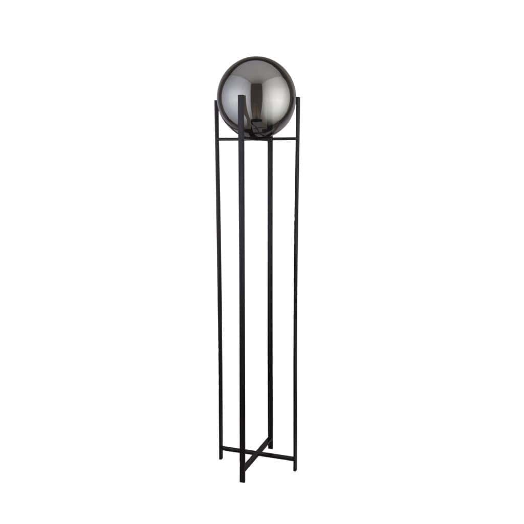 Searchlight Amsterdam Floor Lamp  - Black Metal & Smoked Glass 1030-1SM