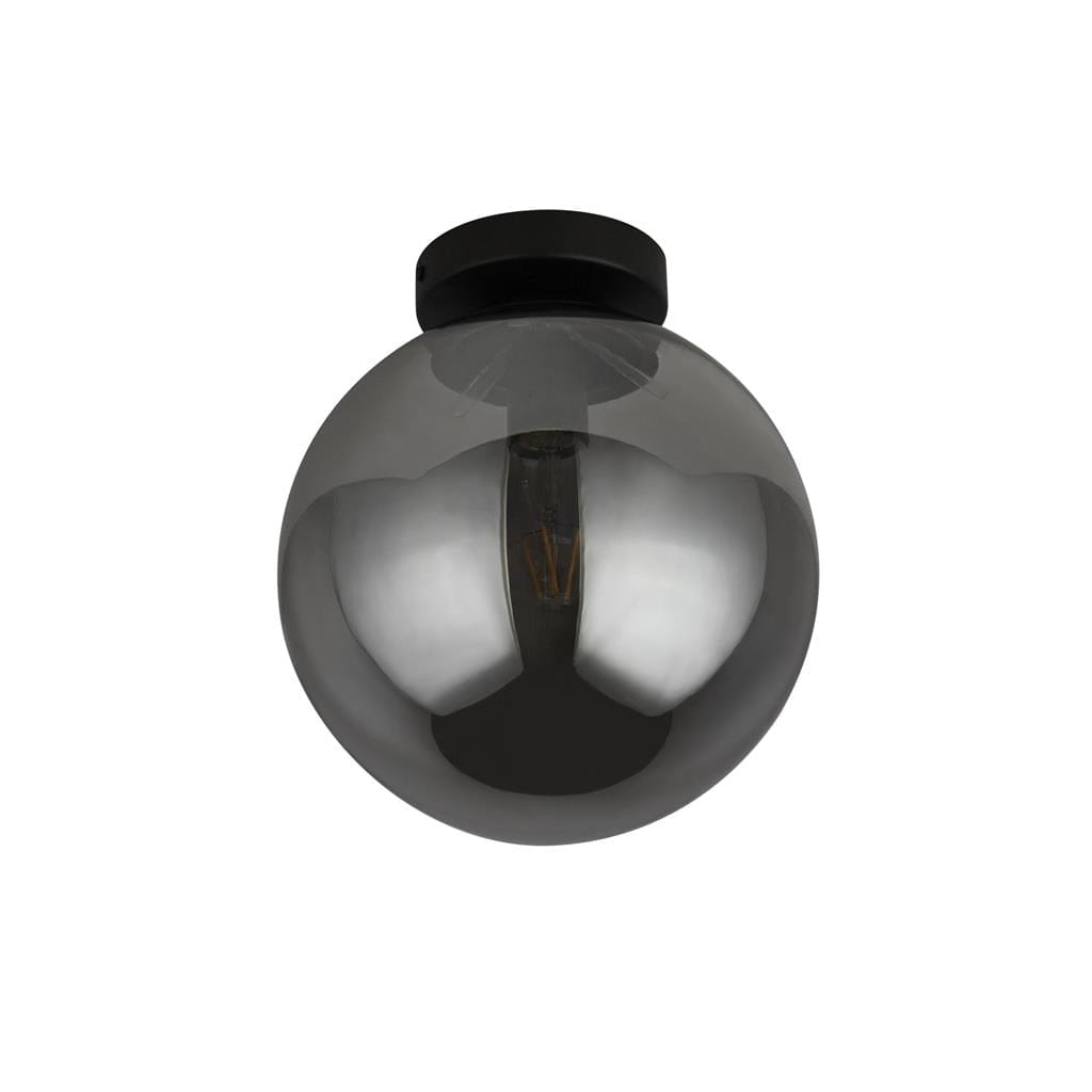 Searchlight Amsterdam Flush  - Black Metal & Smoked Glass 1032-1SM