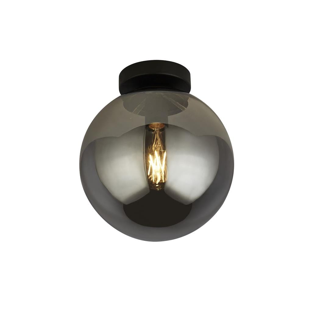 Searchlight Amsterdam Flush  - Black Metal & Smoked Glass 1032-1SM