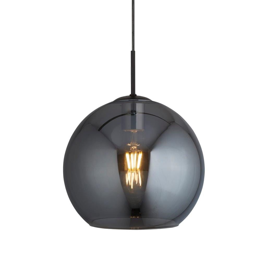 Searchlight Amsterdam Pendant  - Black Metal & Smoked Glass 1031-1SM