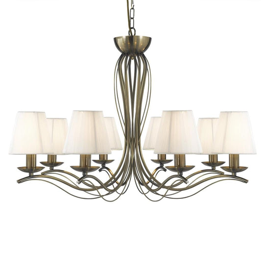 Searchlight Andretti 8Lt Pendant - Antique Brass & Ivory String Fabric 9828-8AB