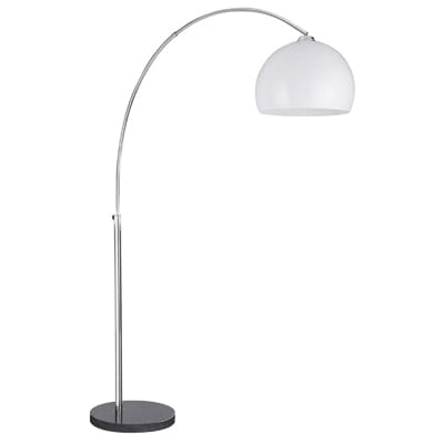 Searchlight Arcs Floor Lamp - Chrome, Black Marble Base & White Shade 1037CC