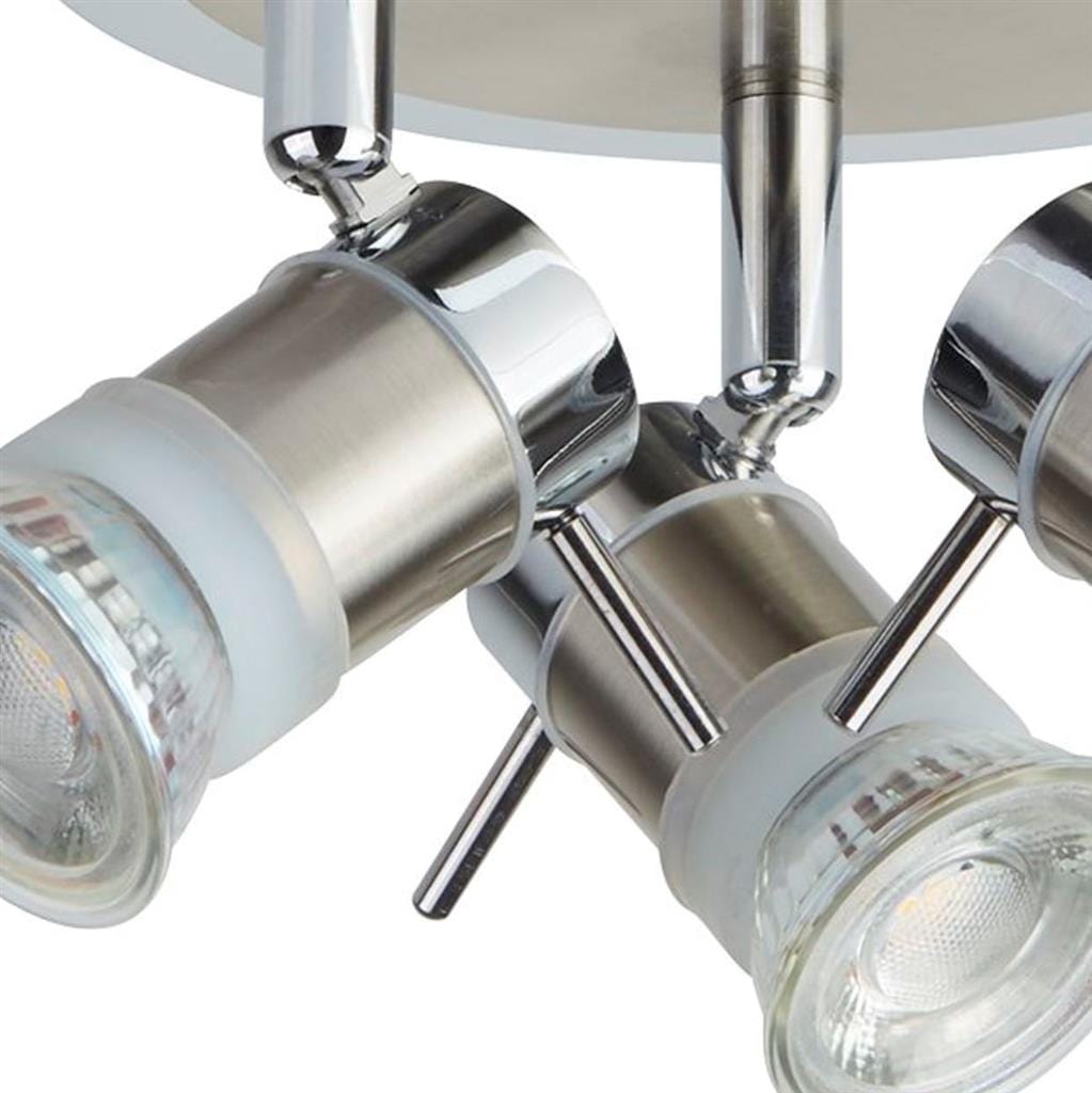 Searchlight Aries 3Lt LED Round Spotlight -  Chrome, Satin Silver, IP44 7443CC-LED