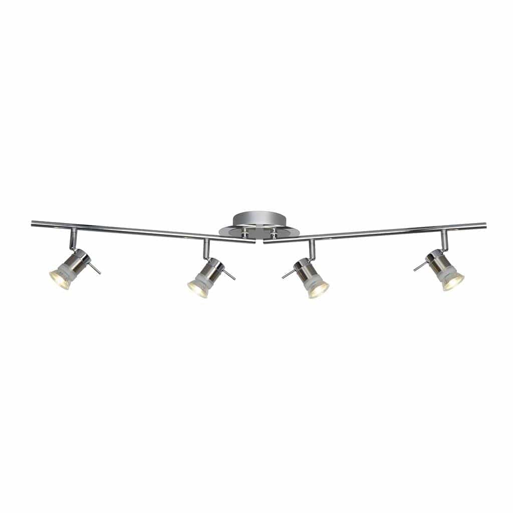 Searchlight Aries 4Lt Split Bar Spotlight - Chrome & Satin Silver Metal 7444CC-LED