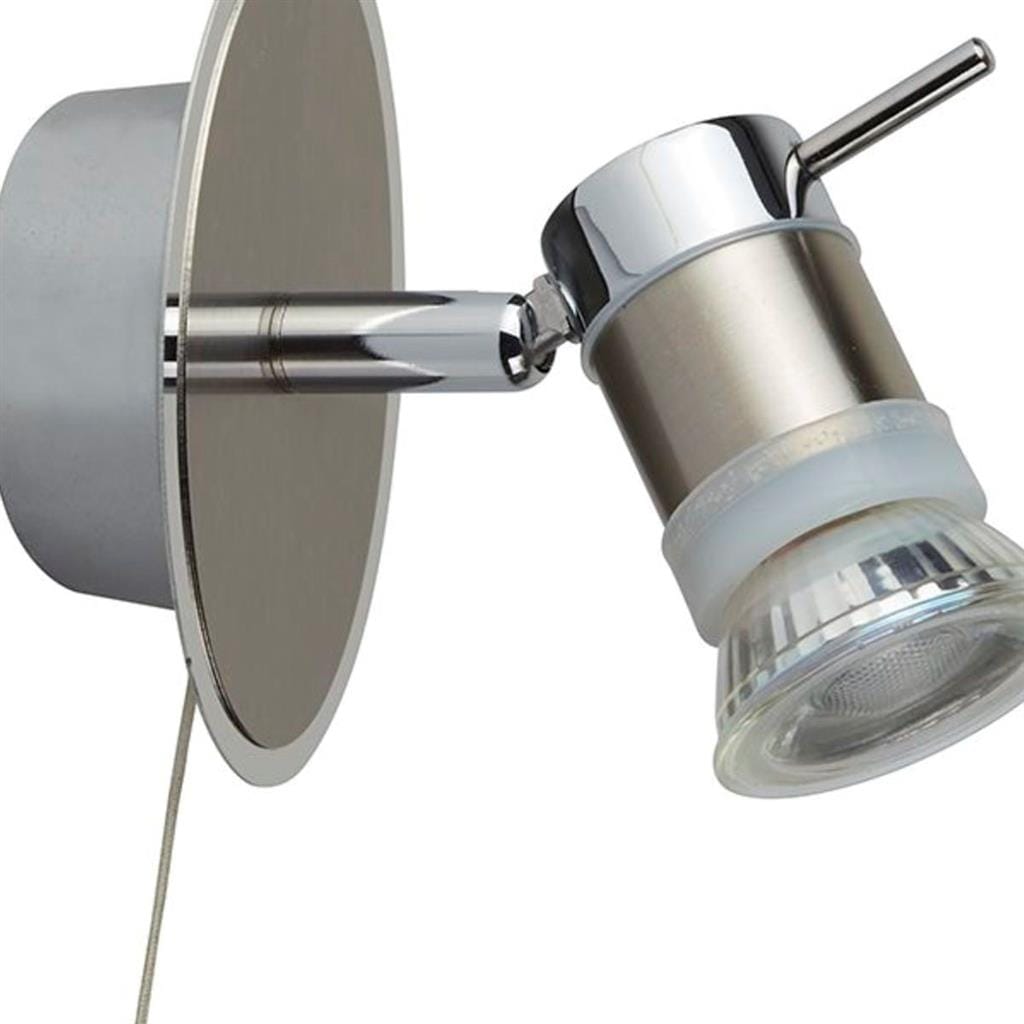 Searchlight Aries Spotlight Wall Light - Chrome & Satin Silver Metal 7441CC-LED