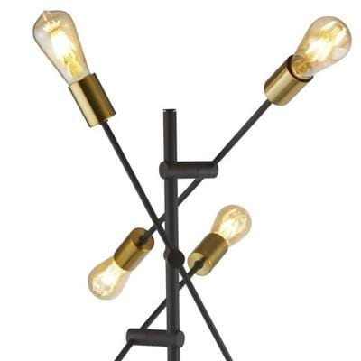 Searchlight Armstrong  6Lt Floor Lamp - Black & Satin Brass Metal 8076-6BK