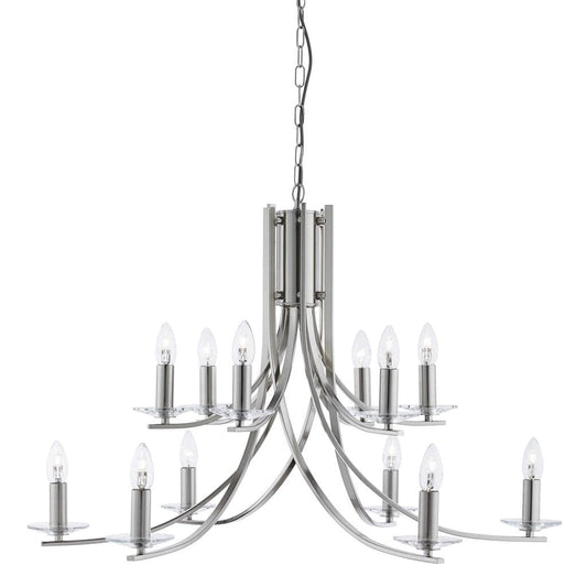 Searchlight Ascona 12Lt Pendant -
Satin Silver & Clear Glass Sconces 41612-12SS