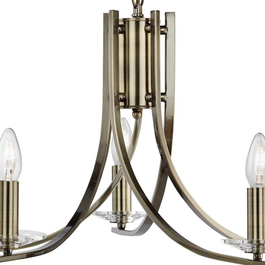 Searchlight Ascona 5Lt Pendant - Antique Brass Metal & Glass 4165-5AB