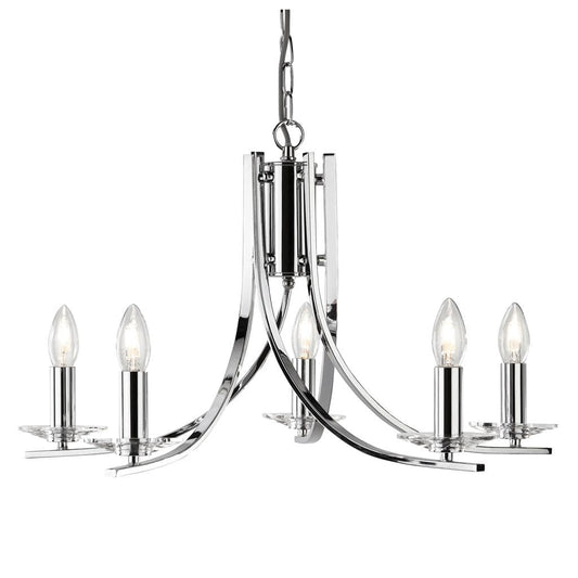 Searchlight Ascona 5Lt Pendant - Chrome Metal & Glass 4165-5CC