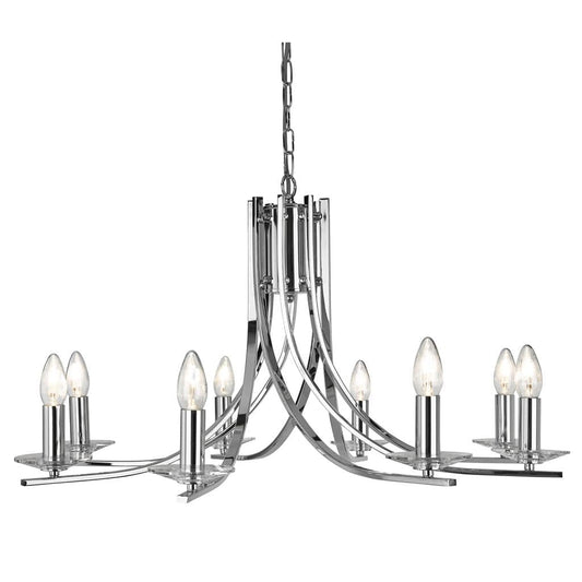 Searchlight Ascona 8Lt Pendant - Chrome Metal & Glass 4168-8CC