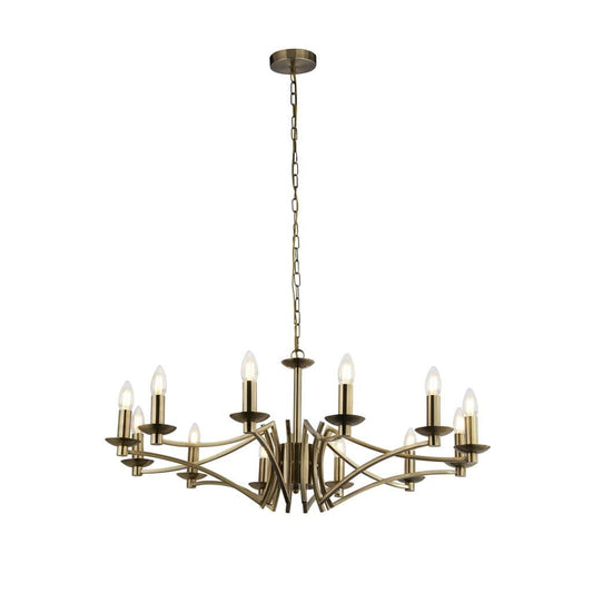 Searchlight Ascot  12Lt Pendant - Antique Brass Metal 41312-12AB