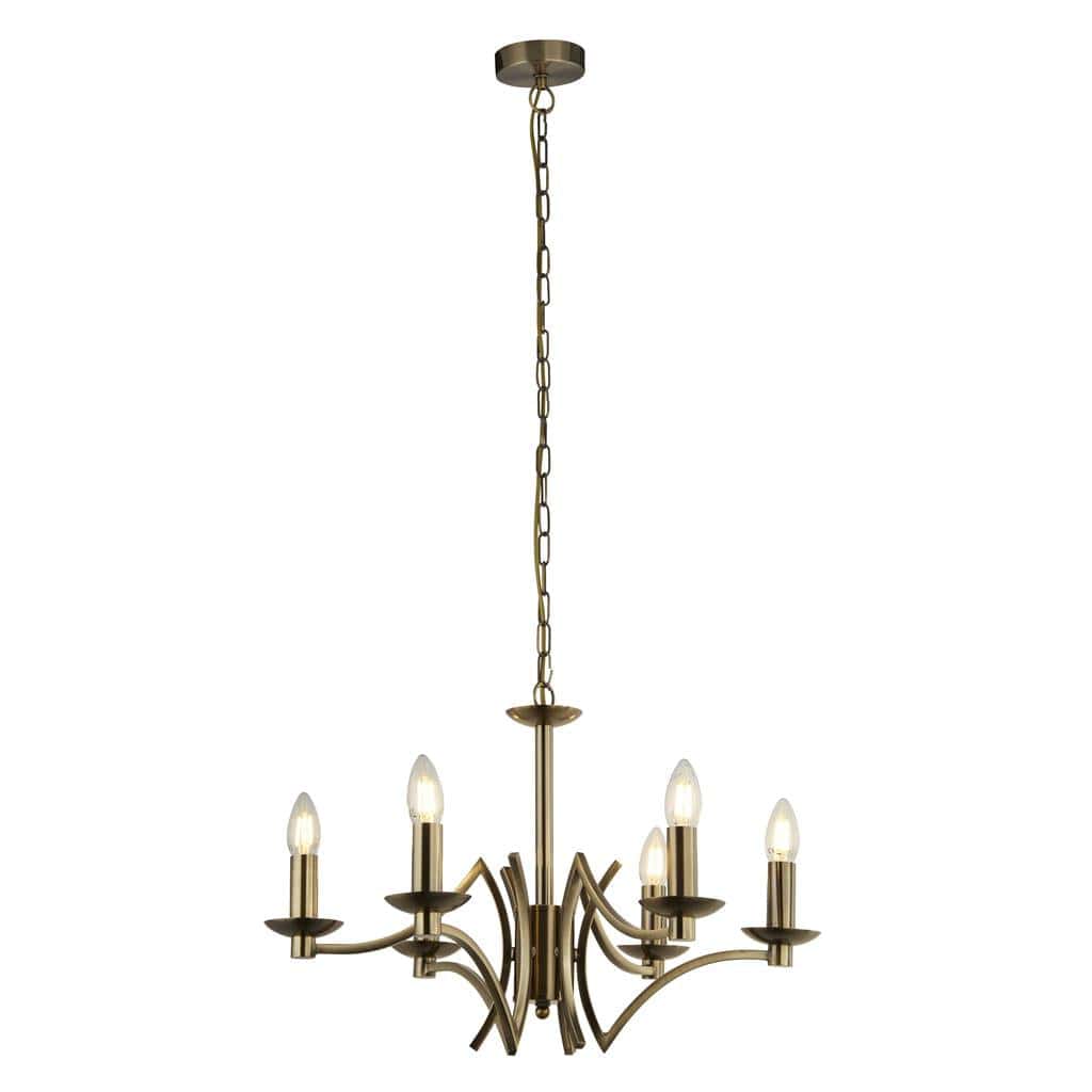 Searchlight Ascot  6Lt Pendant - Antique Brass Metal 41312-6AB