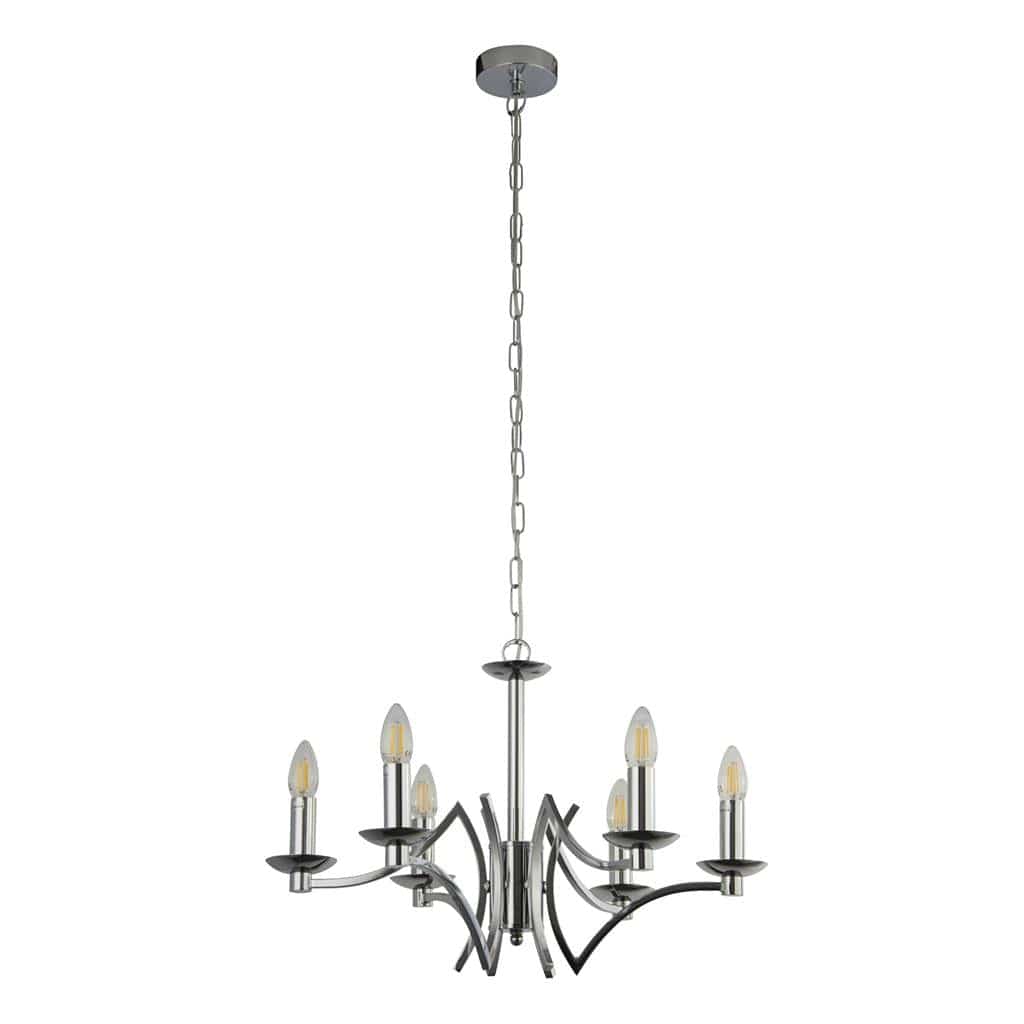 Searchlight Ascot 6Lt Pendant- Chrome Metal 41312-6CC