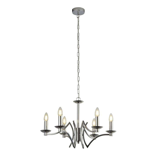 Searchlight Ascot 6Lt Pendant- Chrome Metal 41312-6CC