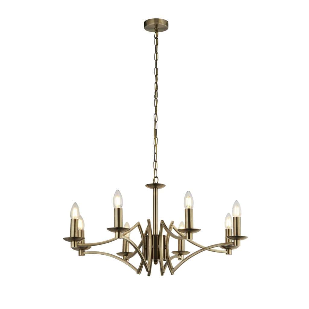 Searchlight Ascot  8Lt Pendant - Antique Brass Metal 41312-8AB