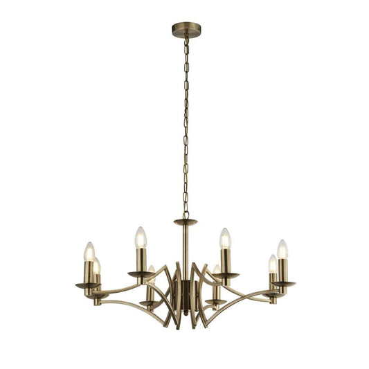 Searchlight Ascot  8Lt Pendant - Antique Brass Metal 41312-8AB