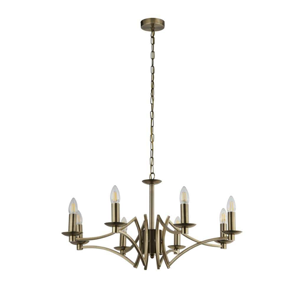 Searchlight Ascot  8Lt Pendant - Antique Brass Metal 41312-8AB