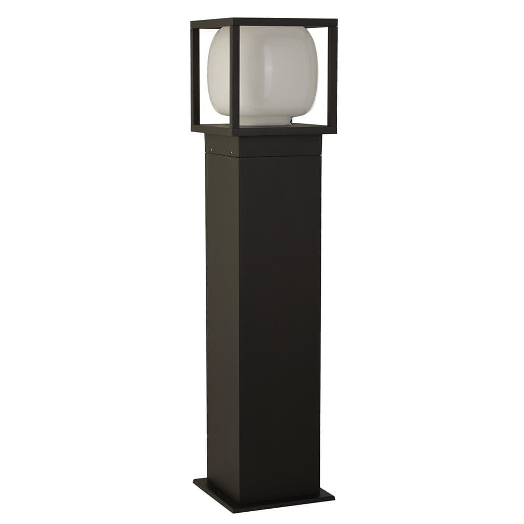 Searchlight Athens Outdoor Post - Black Metal & Opal Glass 38141-650