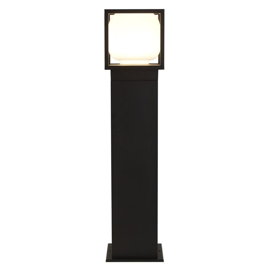 Searchlight Athens Outdoor Post - Black Metal & Opal Glass 38141-650