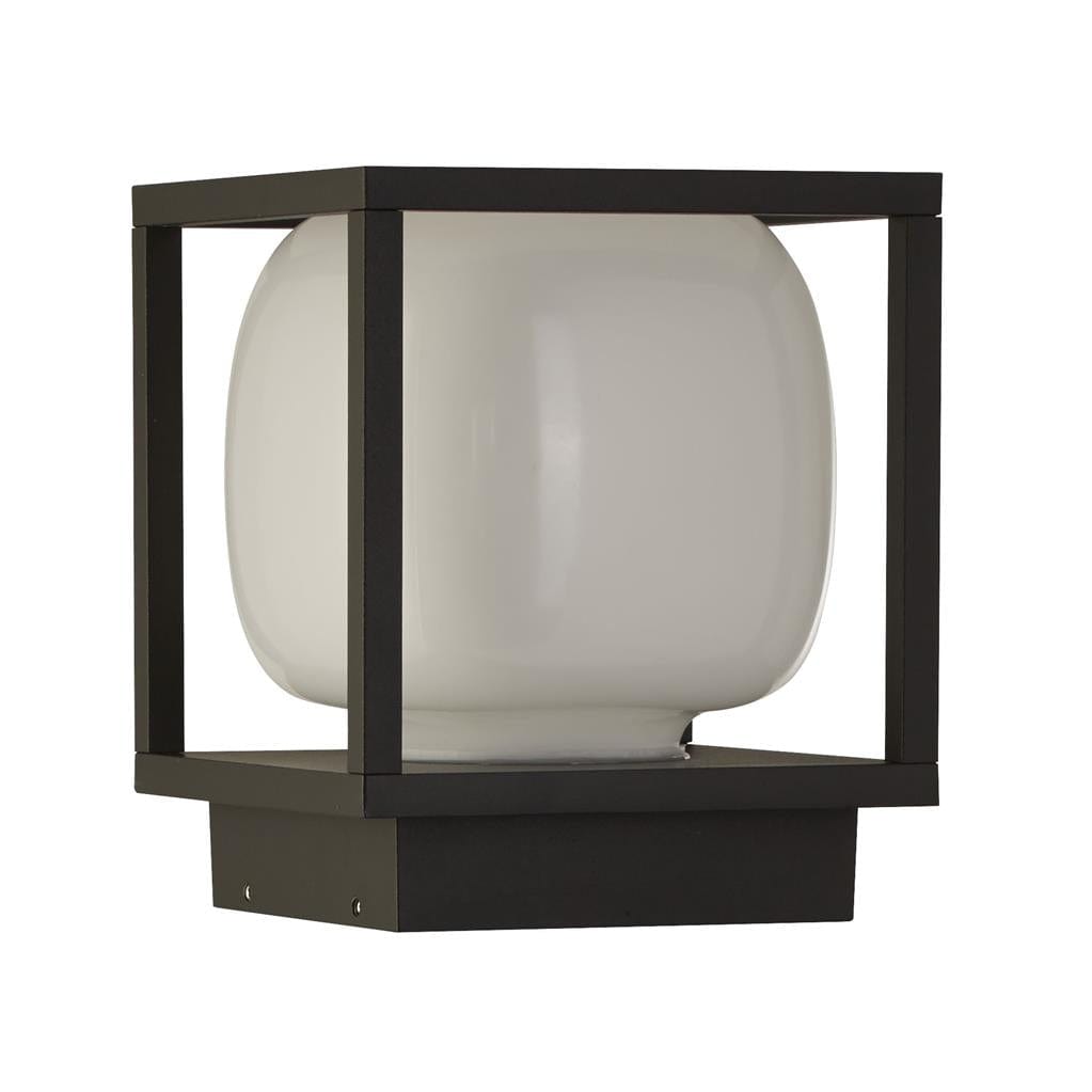 Searchlight Athens Outdoor Wall Light - Black Metal & Opal Glass 38141BK