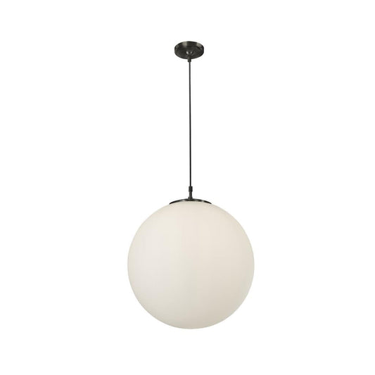 Searchlight Atom Pendant - Black Metal & Opal Glass 6088