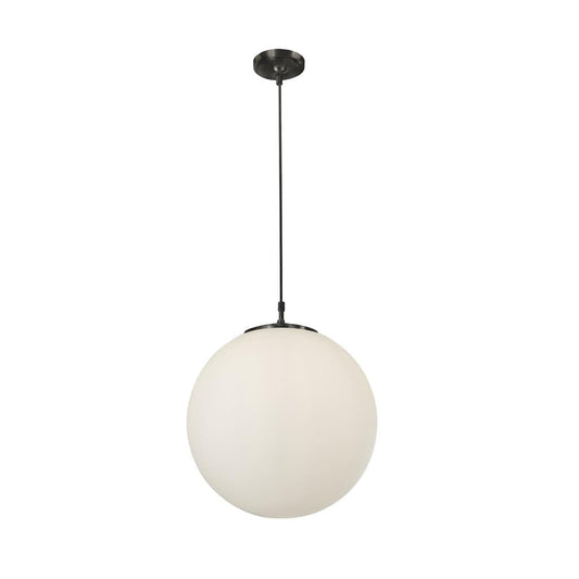 Searchlight Atom Pendant - Black Metal & Opal Glass 6099