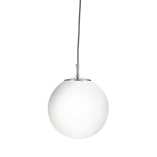 Searchlight Atom Pendant - Satin Silver & Opal Glass 6077