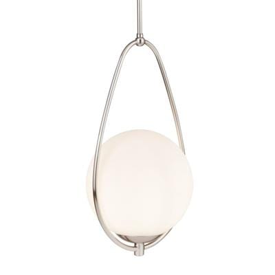 Searchlight Avalon  Pendant  - Satin Silver Metal & Opal Glass 9171-1SS