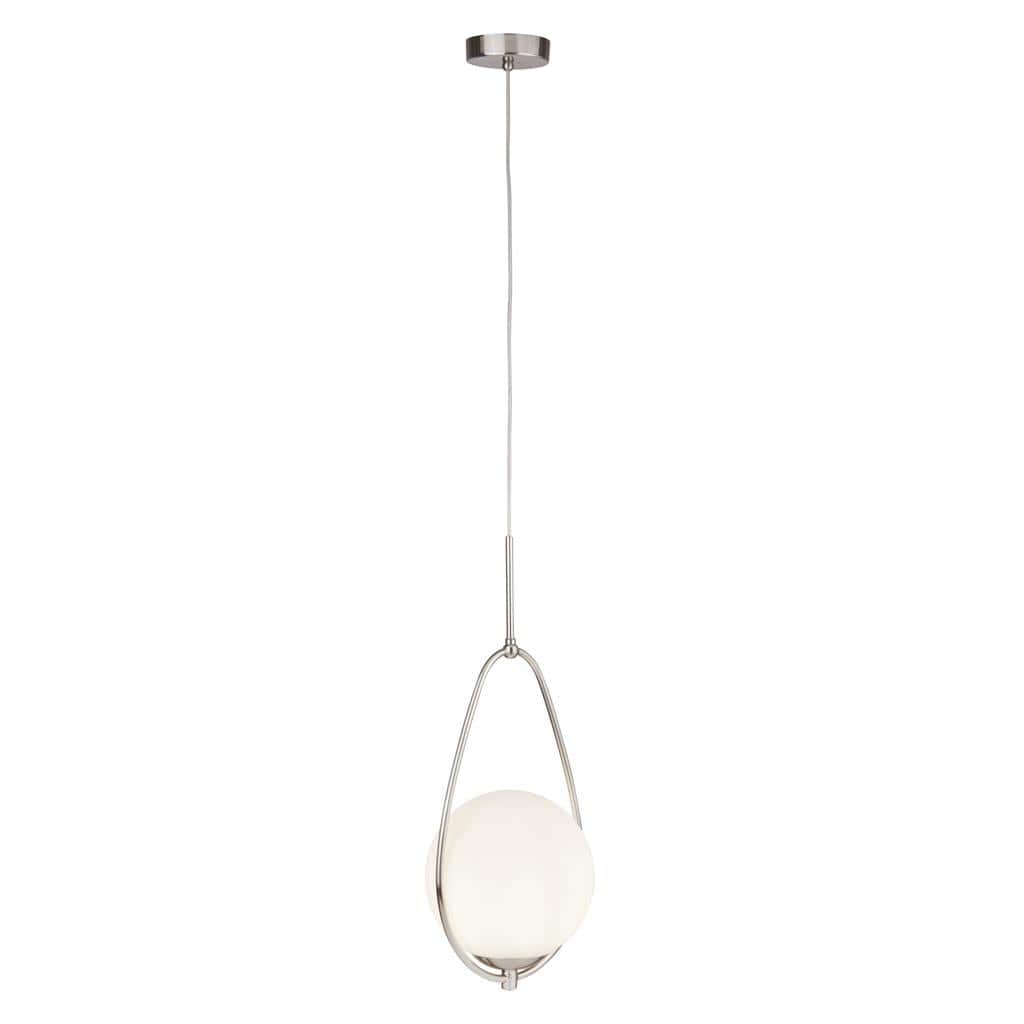 Searchlight Avalon  Pendant  - Satin Silver Metal & Opal Glass 9171-1SS