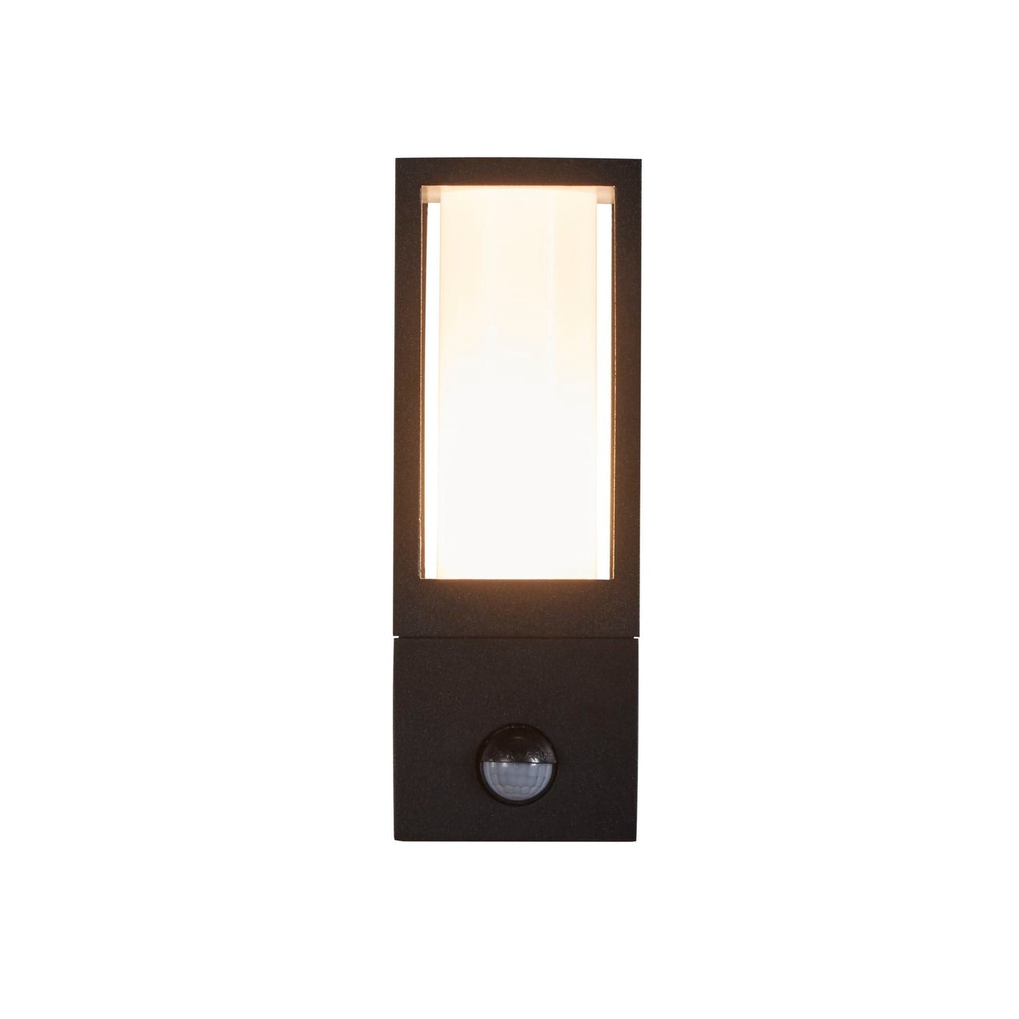 Searchlight Avenue Outdoor Wall Light- Black Metal & White Polycarbonate 91251-1BK-PIR