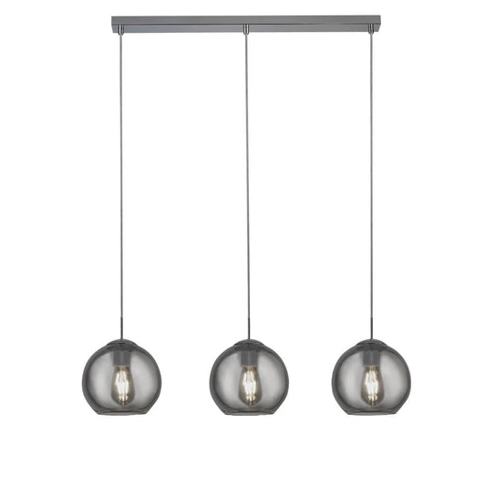 Searchlight Balls  3Lt Bar Pendant - Chrome Metal & Smoked Glass 1623-3SM