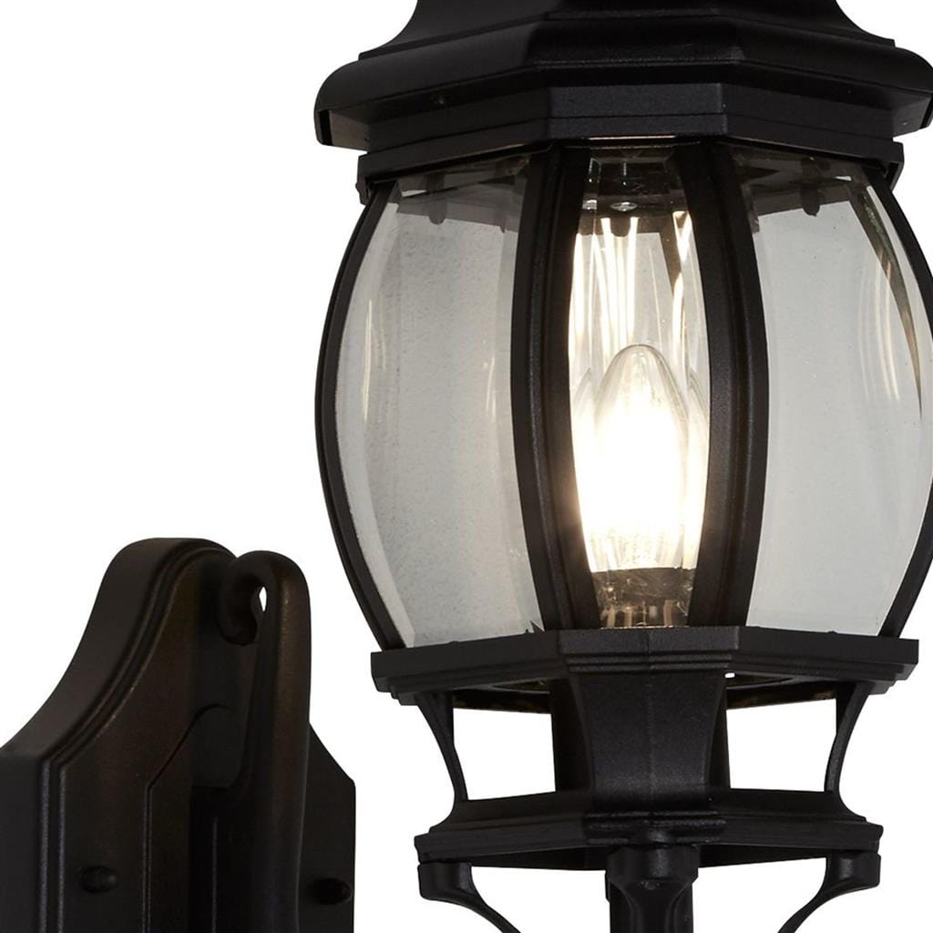 Searchlight Bel Aire Outdoor Wall Light - Black Metal & Clear Glass 7144-1