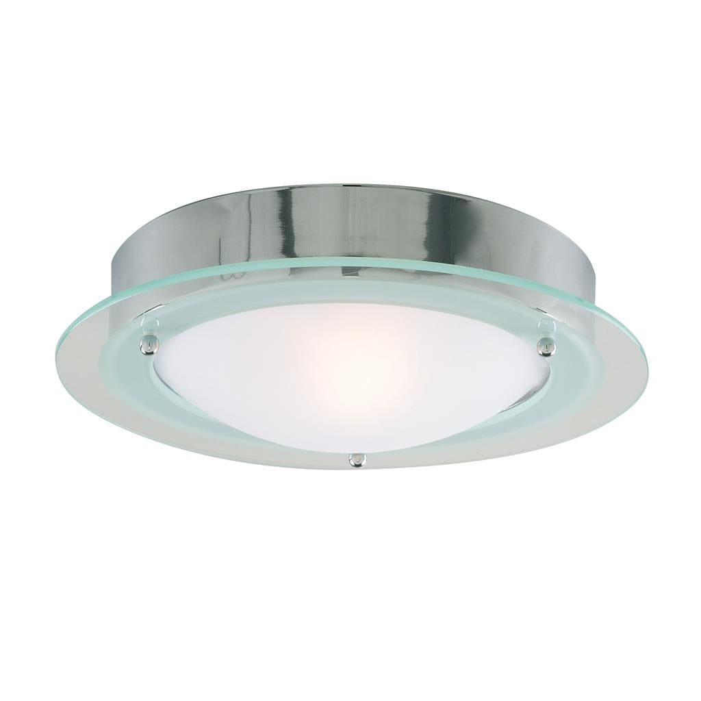 Searchlight Belfast Flush  - Chrome Metal & Clear Acid Glass 3108CC