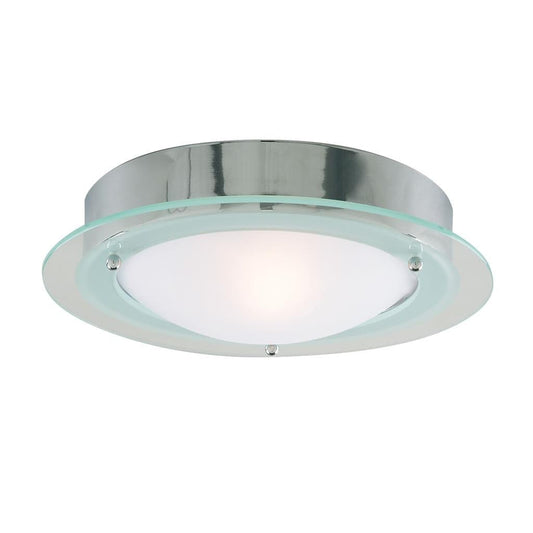 Searchlight Belfast Flush  - Chrome Metal & Clear Acid Glass 3108CC