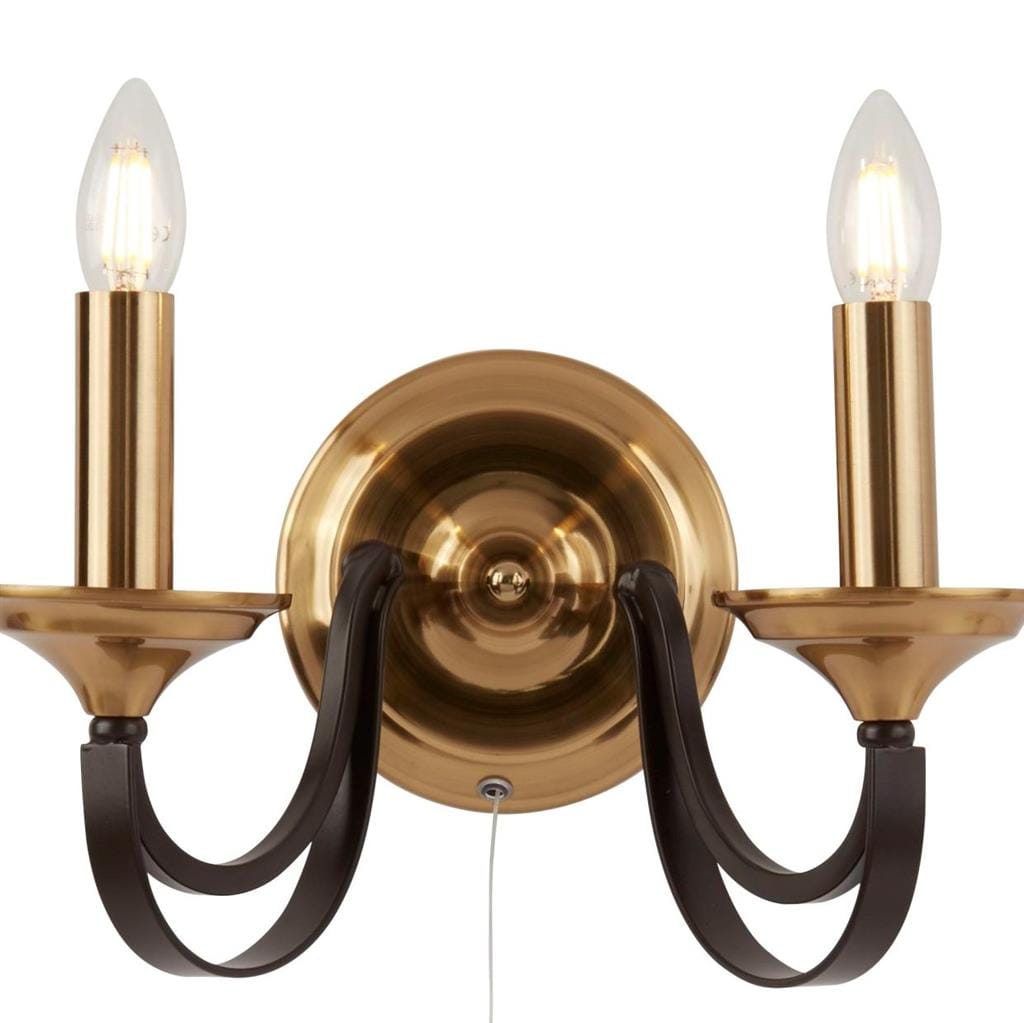 Searchlight Belfry 2Lt Wall Light - Dark Bronze & Brown Metal 1842-2BZ