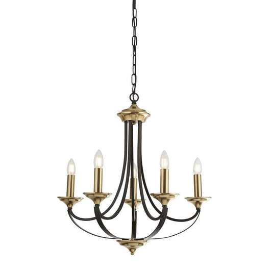 Searchlight Belfry 5Lt Pendant - Dark Bronze & Brown Metal 1845-5BZ