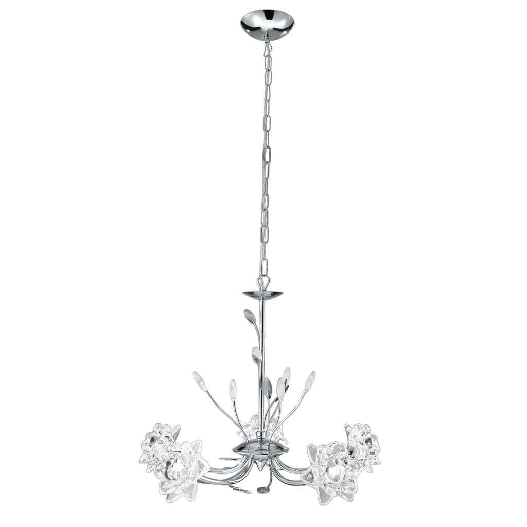 Searchlight Bellis 5Lt Pendant - Chrome Metal & Clear Glass 8285-5CC