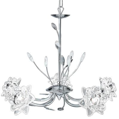 Searchlight Bellis 5Lt Pendant - Chrome Metal & Clear Glass 8285-5CC