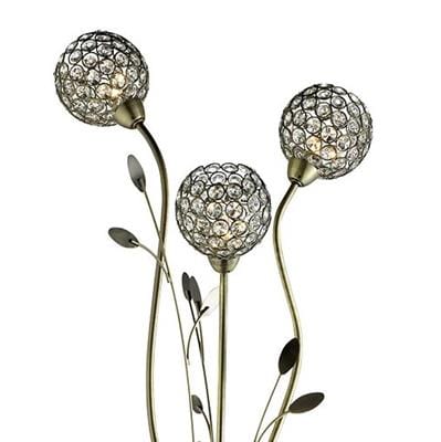 Searchlight Bellis II 3Lt Floor Lamp - Antique Brass & Crystal Beads 3573AB