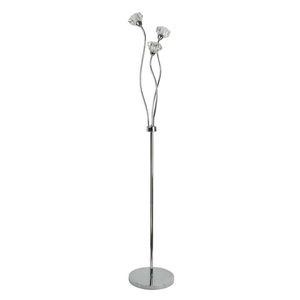 Searchlight Bellis II 3Lt Floor Lamp - Chrome & Clear Glass 3573CC